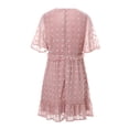 thumbnail image 4 of SAYOO , vestido de chifón de verano para mujer, vestido informal de media manga con cuello en V y estampado de puntos de Color sólido para fiesta SAYOO  Moda, 4 of 9