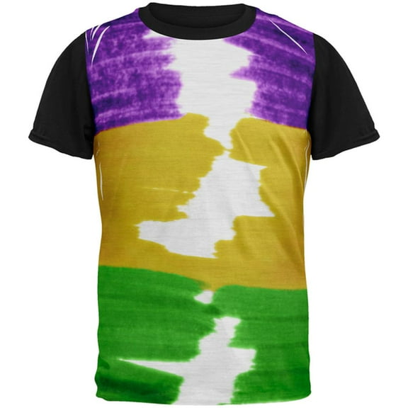 Mardi Gras Color Me Cajun All Over Mens Black Back T Shirt Multi MD