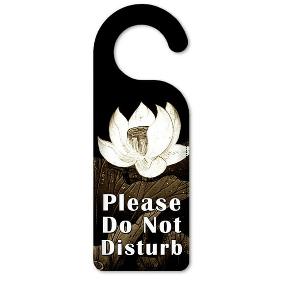 Do Not Disturb Door Knob Hanger Sign - Black & White Flowers
