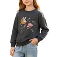 thumbnail image 2 of Spazoro Toddler Girls Cute Graphic Sweatshirts, 100% Cotton Tops Soft & Stretchy Long Sleeve Crew Neck Casual Pullover Shirts for Fall Dark Gray Size 4-5, 2 of 9