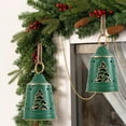 thumbnail image 5 of Large Green Christmas Bells Iron Ornament, 11x7x7 Inch Big Holiday Decor for Tree Door, Festive Hanging Decoration, 5 of 6