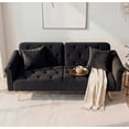 thumbnail image 6 of Leumius 70" Loveseat Sofa,Convertible Futon Sofa Bed Velvet Sleeper Sofa Bed with Throw Pillow & Gold Metal Legs,2-Seat Loveseat for Living Room,Bedroom,Office,Black, 6 of 8