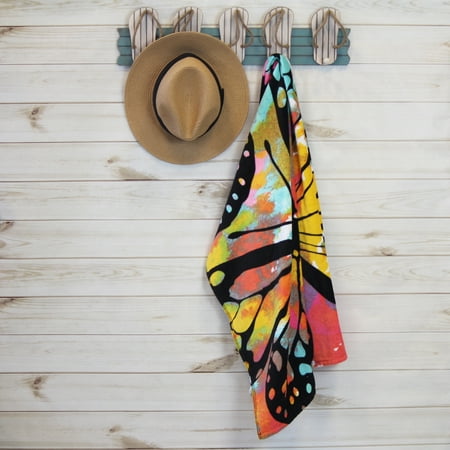 Butterfly Print Beach Towel - 100% Cotton - 28" x 60" by Mainstays