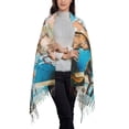 thumbnail image 2 of Zufioo Vintage Map Travel Essentials Print Long Plush Tassel Scarf, Winter Shawl Accessories for Women, 2 of 8