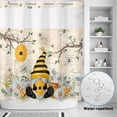 thumbnail image 2 of No Hook Shower Curtain, Yellow Gnomes Shower Curtains for Bathroom with See Through Top Window, Spring Floral Bees Daisy Branches Watercolor Waterproof & Washable Bath Curtain Long 72"x78", 2 of 9
