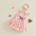 thumbnail image 5 of Duqingm Baby Girl First Birthday Outfit Smocked Bubble Romper Dress Jumpsuit Bodysuit Cute Summer Clothes Red,12-18 Months, 5 of 6