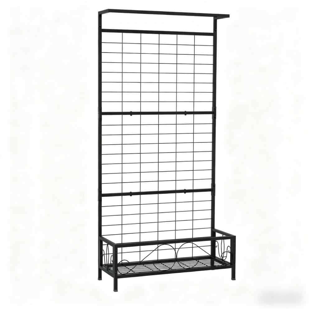 Plant Holder, Metal Tall Plant Stand with Trellis and Hanging Bar,for Indoor Outdoor Use