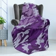 thumbnail image 4 of Camouflage Soft Flannel Fleece Blanket, Vibrant Color Abstract Style Splashes Design Pattern Hunting Hobby Print, Cozy Plush for Indoor and Outdoor Use, 50" x 60", Purple Pale Grey, by Ambesonne, 4 of 5