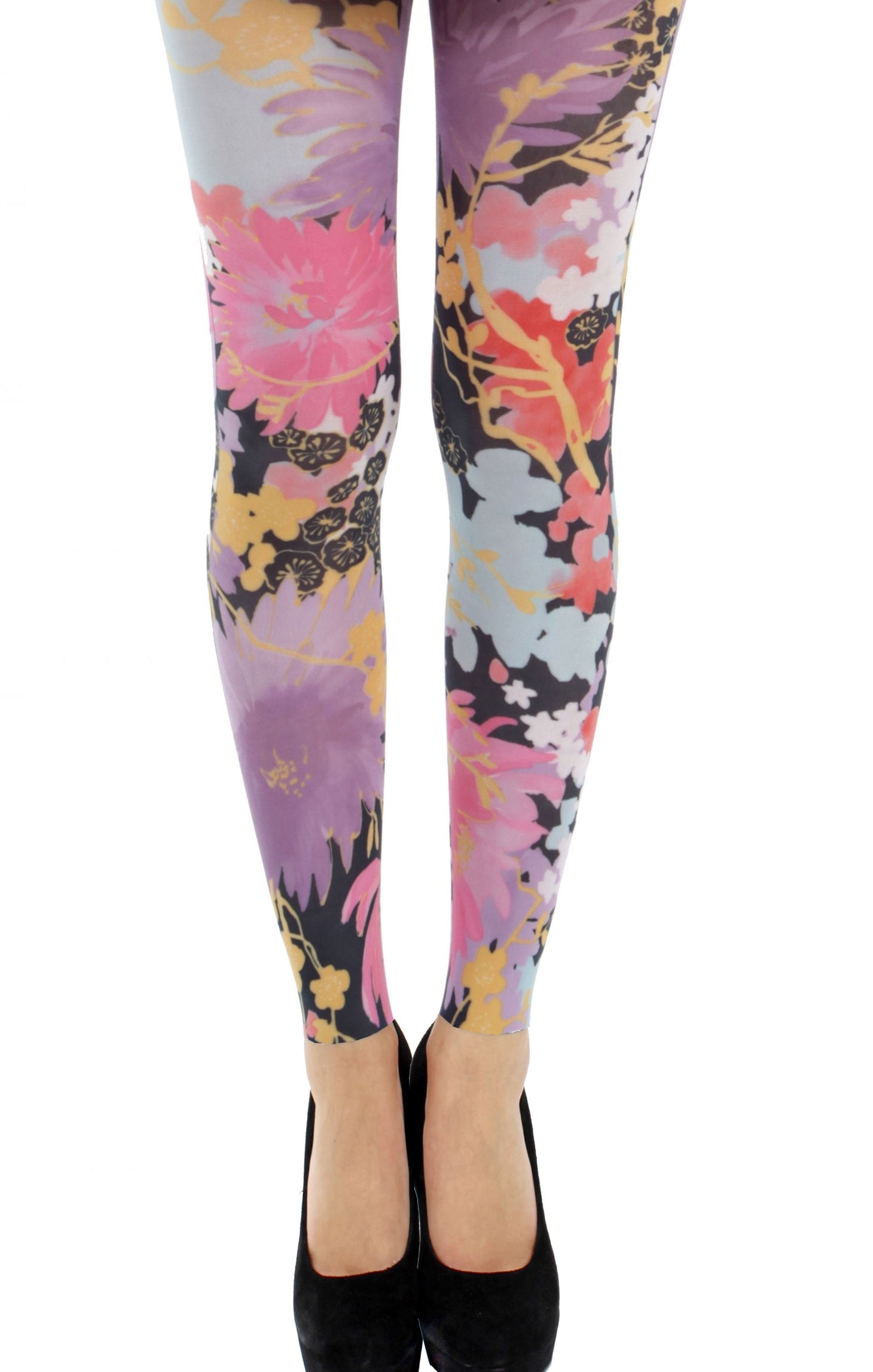 Malka Chic Multicolor Opaque Patterned Footless Tights Freesia for