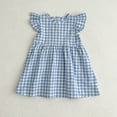 thumbnail image 5 of KYAIGUO Toddler Baby Girls Plaid Dresses Fly Sleeve Tutu Skirt Summer Casual Cotton Onesies Dress for 1-6T, 5 of 10