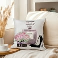 thumbnail image 3 of Ethan Taylor Fashion and Glam Throw Pillow Soft Cushion Cover 'Perfume and Flowers Perfumes' Glam Pattern Decorative Square Accent Pillow Case, 16x16 Inches, Pink, Gray, 3 of 5