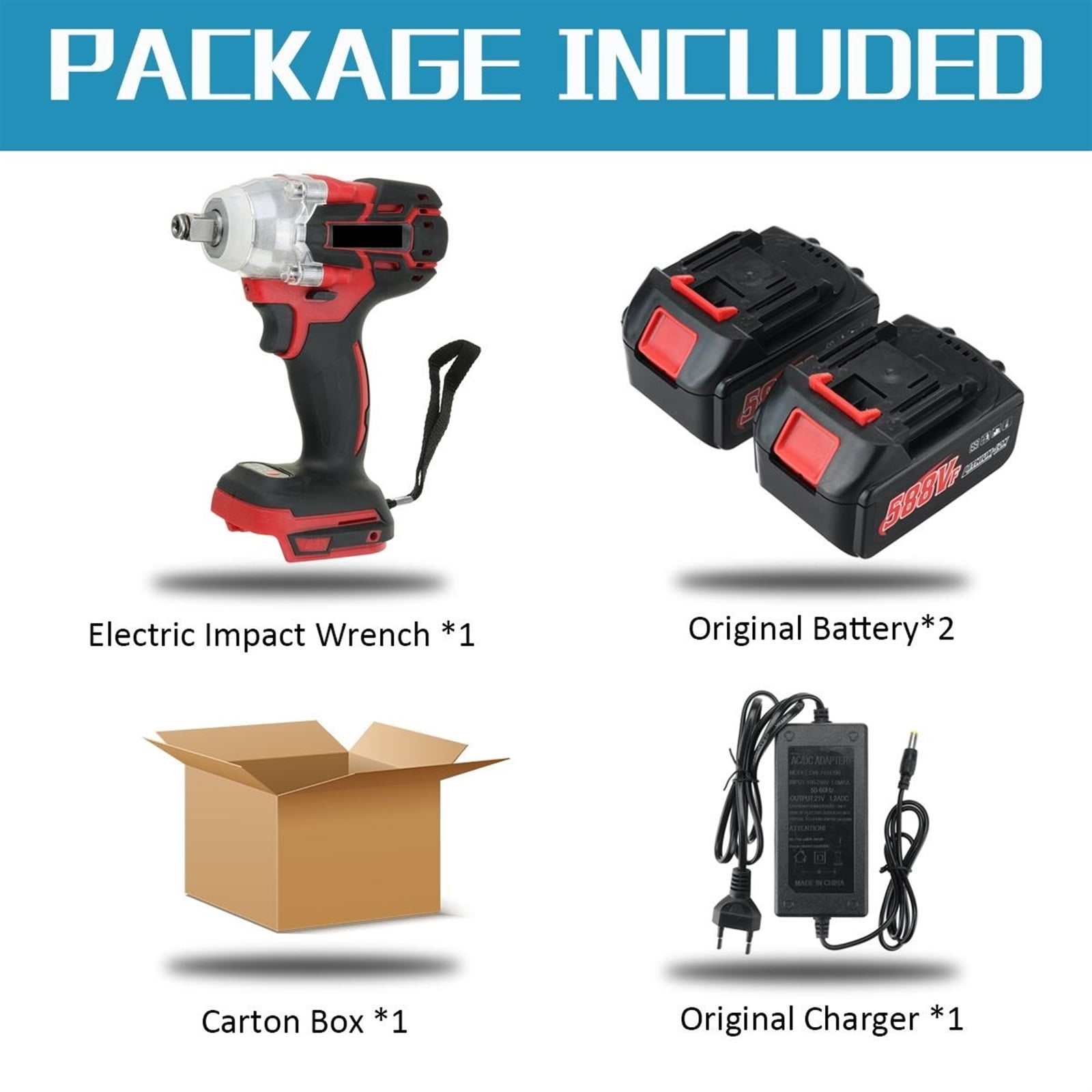 22800mAh 588VF Brushless Cordless Electric Impact Wrench 1/2 inch Wrench Power Tools Compatible For Rechargeable Battery ,Efficient Cutting