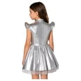 thumbnail image 3 of iiniim Girls Metallic Alien Mock Neck Flying Sleeve Ruffled Tutu Dress for Space Theme Party Cosplay Silver 14, 3 of 7