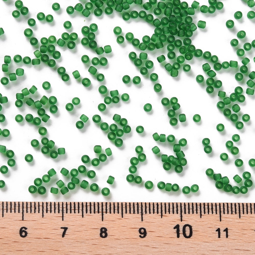 1bag 12/0 Grade A Round Glass Seed Beads Transparent Frosted style Green 2x1.5mm Hole: 0.8mm 30000pcs/bag
