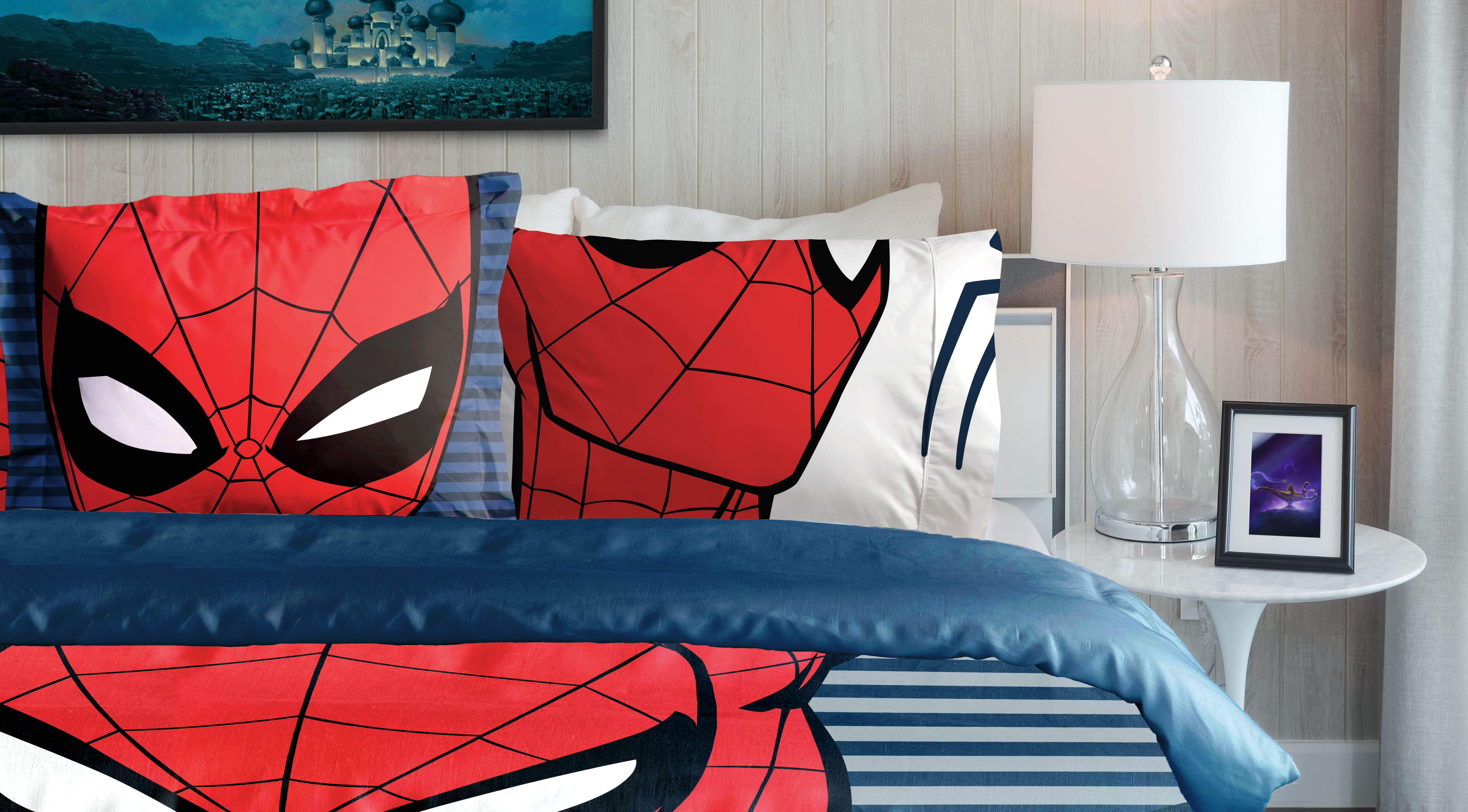 Spider-Man Stripes 5 Piece Twin Bed-in-a-Bag, 100% Microfiber, Blue