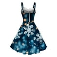thumbnail image 3 of Giftesty Women's Christmas Festive Snowflake Print Vintage Spaghetti Strap Sleeveless Crew Neck Soft Lightweight Comfortable Elegant Party Dress for Holiday Gatherings Christmas Celebrations Casual, 3 of 3