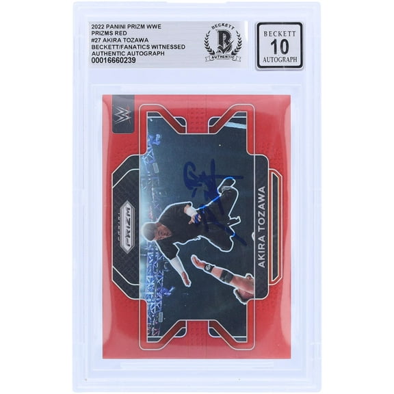 Akira Tozawa WWE Autographed 2022 Panini Prizm Red Prizm #27 Beckett Fanatics Witnessed Authenticated 10 Card - Fanatics Authentic Certified