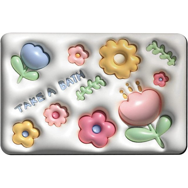 Alfombrilla de baño antideslizante con diseño floral de 40 x 60 cm, alfombrilla de baño, alfombrilla antideslizante, alfombrilla de baño de diatomita, alfombrilla de suelo 3D Vision para ducha, baño e