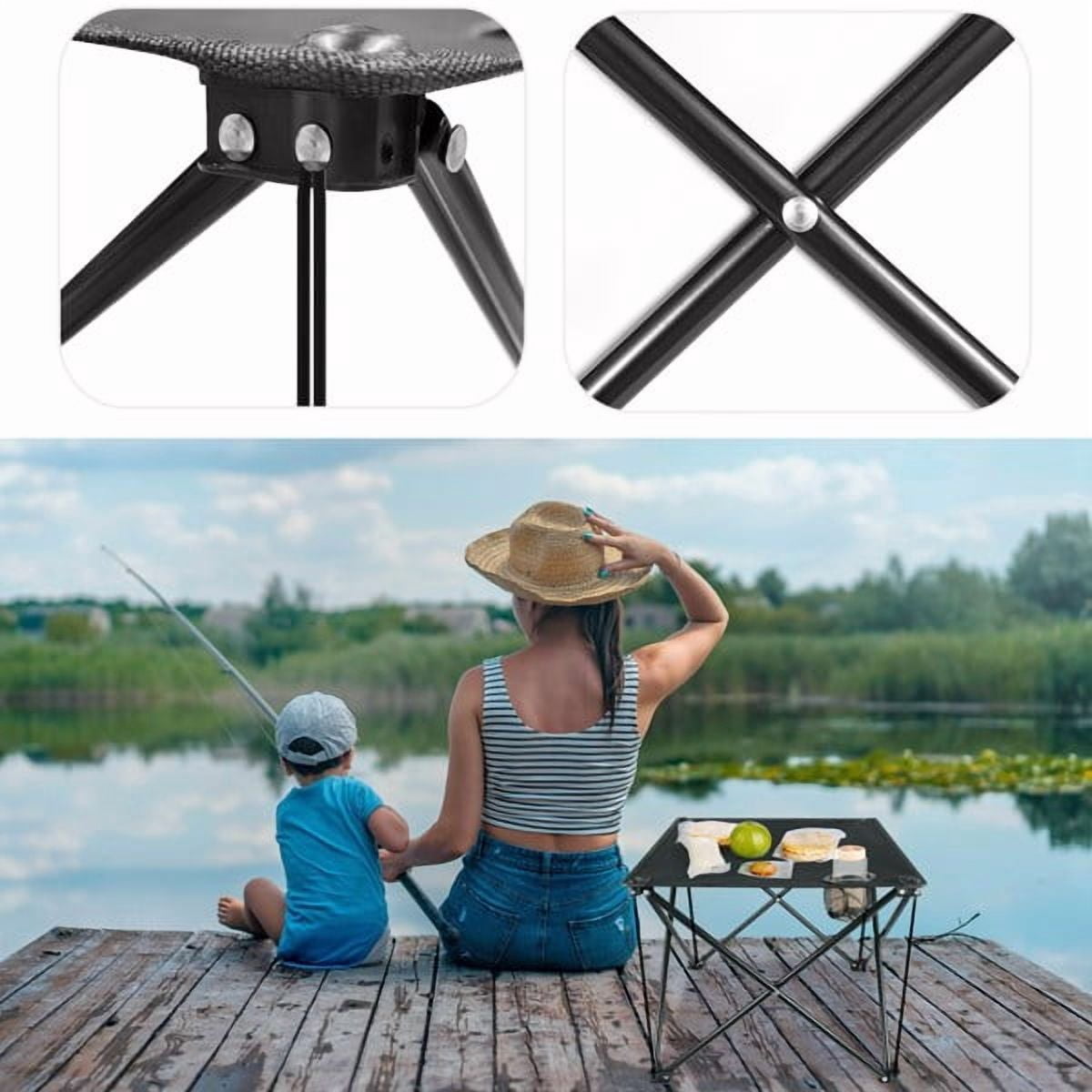 18.5" Square Lightweight Portable Folding Table Waterproof Polyester Top With Cup Holders For Camping Picnics Backpacking