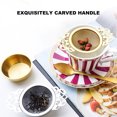 thumbnail image 3 of Stainless Steel Tea Strainers with Drip Bowl Double Handles Reusable Fine Mesh Filters Vintage Lace Design for Elegant Tea Brewing, 3 of 7