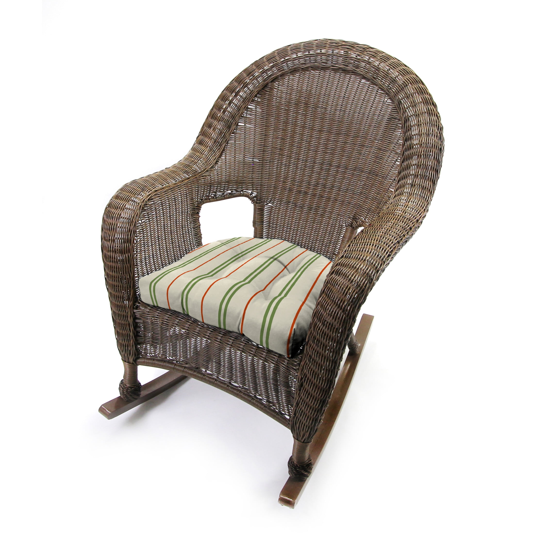 Jordan Manufacturing 19" x 19" Gallan Cedar Grey Stripe Square Tufted Contoured Outdoor Wicker Seat Cushion (2 Pack)