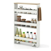 Slim Rolling Cart with Wheels, 4-Tier Mobile Storage Cart for Kitchen, Bathroom, Laundry Room - White