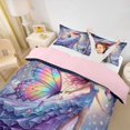 thumbnail image 2 of spefrowx Glitter Moon Fairy Duvet Cover Queen for Girls, Sparkle Rainbow Butterfly Starry Sky Queen Bedding, Pink Reversible, 3-Piece, 1 Duvet Cover and 2 Pillowcases, 2 of 6