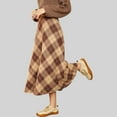 thumbnail image 5 of Women's Plaid A-Line Midi Skirt with High Waist - X Large, Tan, 5 of 5
