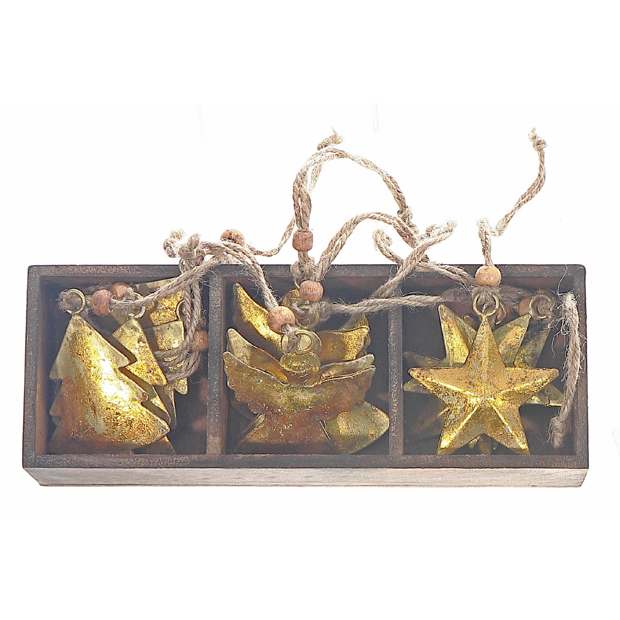 Ornement En Métal (Ange/Arbre/Étoile) (Lot De 12) (Assorti) (Doré)