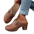 thumbnail image 4 of Xfvqtps Womens Mules Slide Sandals Block Heel Close Toe Buckle Strap Casual Slip on Spring Summer Office Wear Comfort, 4 of 9