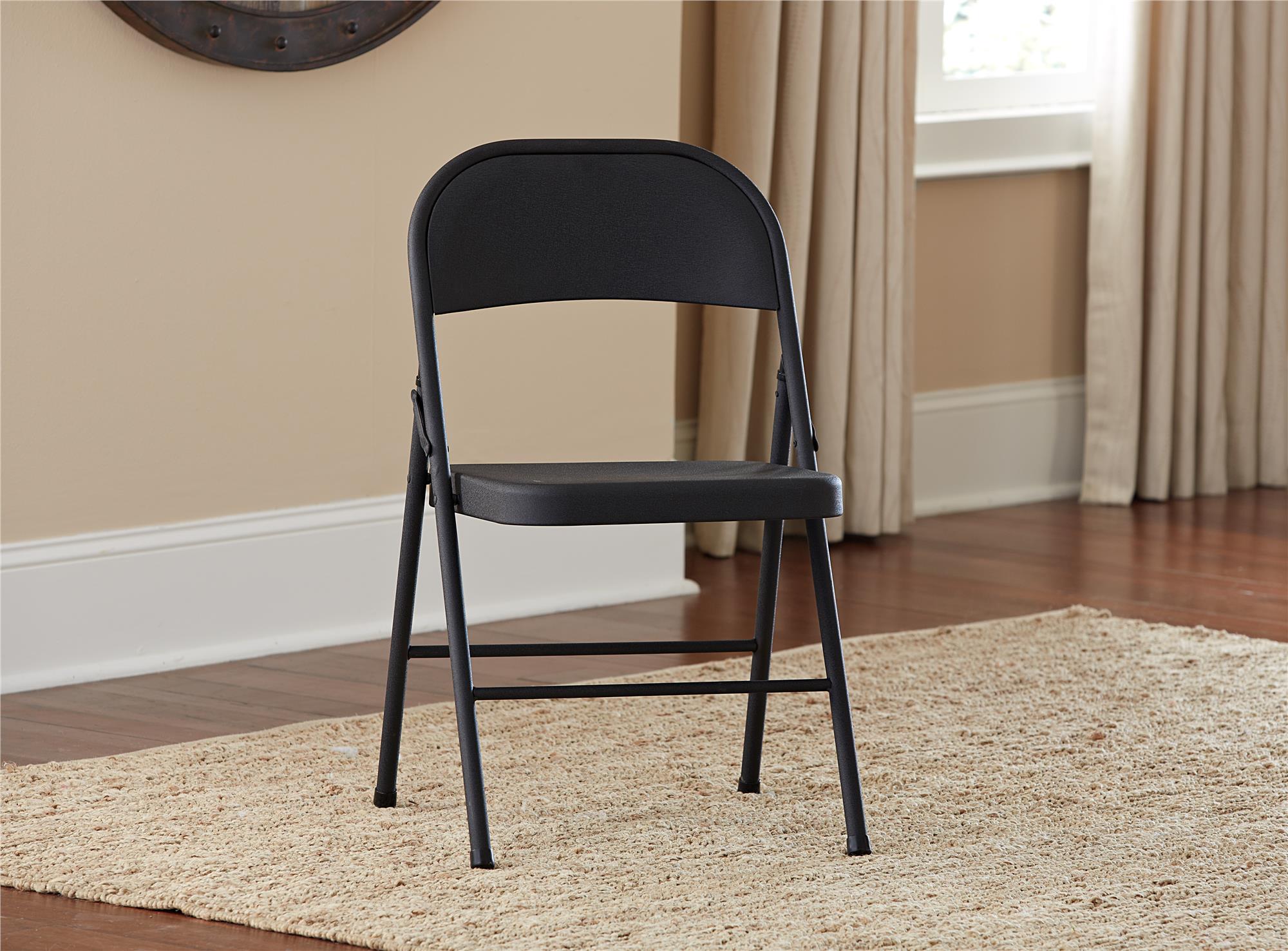 Mainstays Steel Folding Chair, Black, Set of 4 photo 2