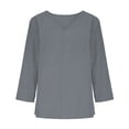 thumbnail image 6 of Hilenly 3/4 Sleeve Tops for Women V Neck Tunics Summer Shirts Solid Color Cotton Basic Tees Blouse, 6 of 8
