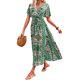 thumbnail image 2 of SAYOO Vestido Largo de Manga Corta para Mujer, Patrón de Estilo Bohemio Impreso con Cuello en V Vestido de Corte Alto con Lazo, Ropa Casual de una Pieza SAYOO casual, 2 of 5