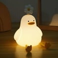 thumbnail image 2 of Flower Duck Lamp, Duck Flower Silicone Night Light, Sitting Duck Light with Warm Color Little Flower Dimming,The Rechargeable Touch Lamp, 2 of 6