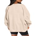 thumbnail image 3 of Women Sweatshirt  Long Sleeve Crew Neck Solid Loose Fall Pullover Tops for Casual Daily Gray S, 3 of 4