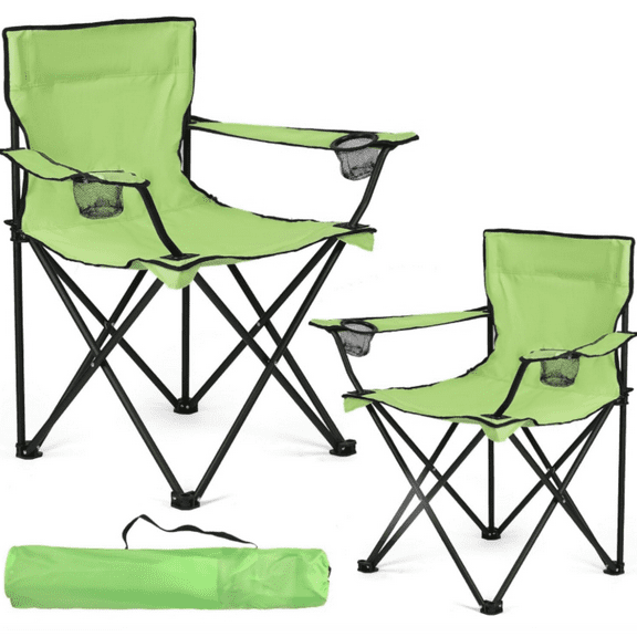 2 Pack Lightweight Camping Chairs, 300LBS Heavy-Duty Portable Folding Chairs with Carry Bag, Compact Design for Camping, Beach, Picnics, and Outdoor Event