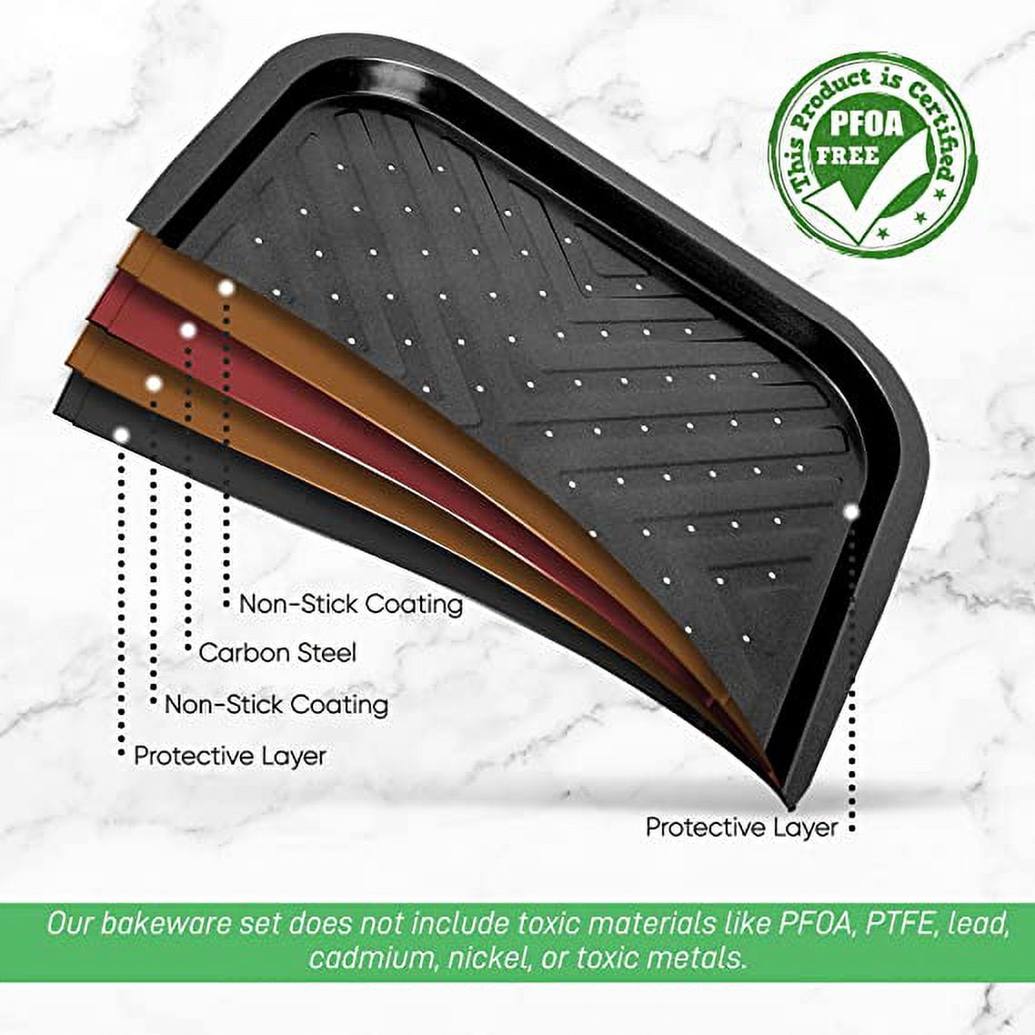 NutriChef Non-Stick Oven Crisper Pan, Deluxe Carbon Steel Bake Pan, Quality Metal Bakeware (Black)