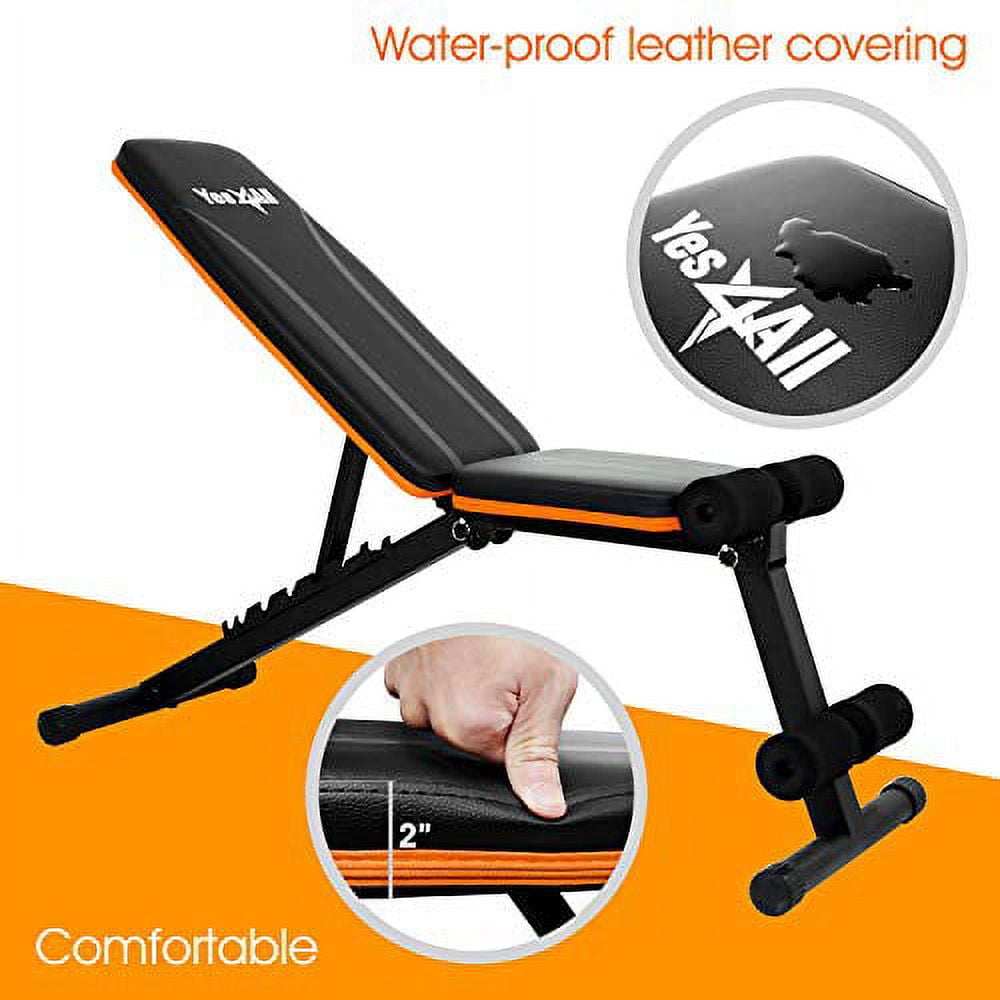 Yes4All Adjustable Weight Bench Utility Weight Bench with Foldable Design Weight Capacity 400 lbs Orange Walmart