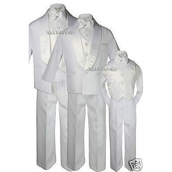 New Baby Kid Teen Boy Baptism White Shawl Lapel Formal Tuxedo Suit S-20(0M-20yr)
