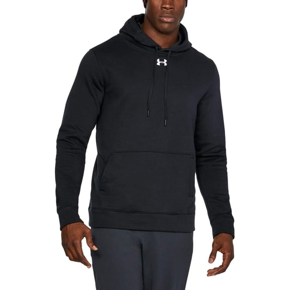 Under Armour Mens Hustle Fleece Hoodie , Black 001/White , Medium