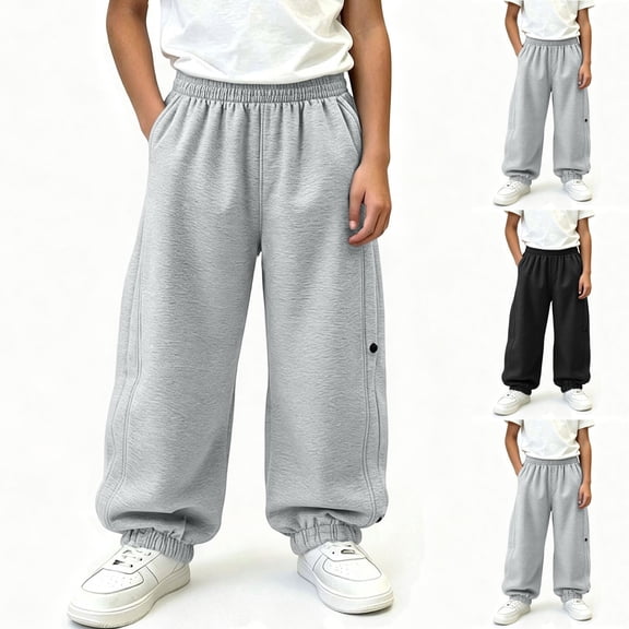 Sentuca Boys Sweatpants Elastic Waist Baggy Jogger Pants with Pockets Loose Cuffed Casual Trouser for Tween Size 13-14Y