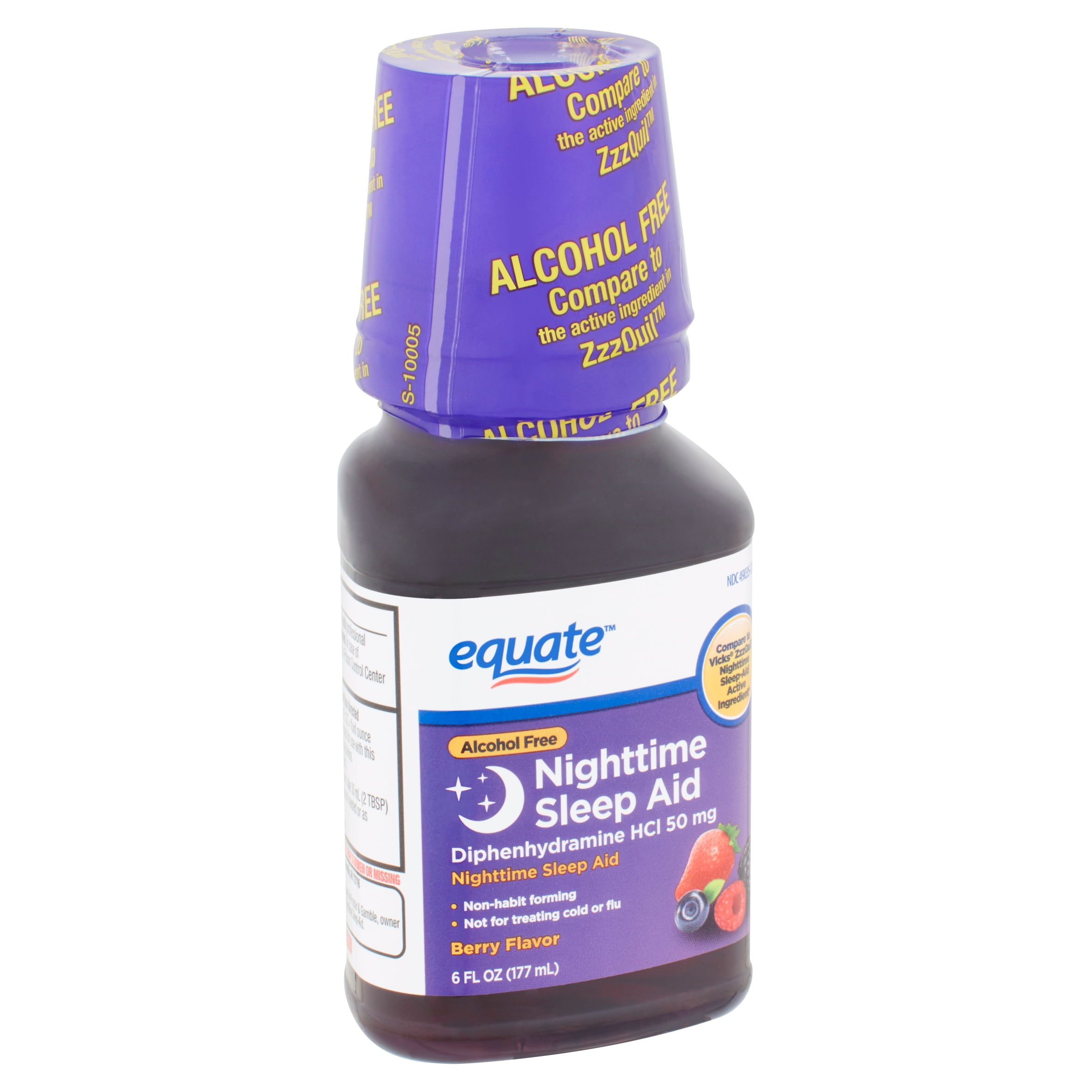 Equate Alcohol-Free Berry Flavor Nighttime Sleep Aid, 6 fl oz