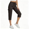 thumbnail image 6 of Stamzod Cargo Capris for Women Outdoor Athletic Travel Cropped Cargo Pants Casual Capri Pants with Pockets Brown-4 XL, 6 of 8