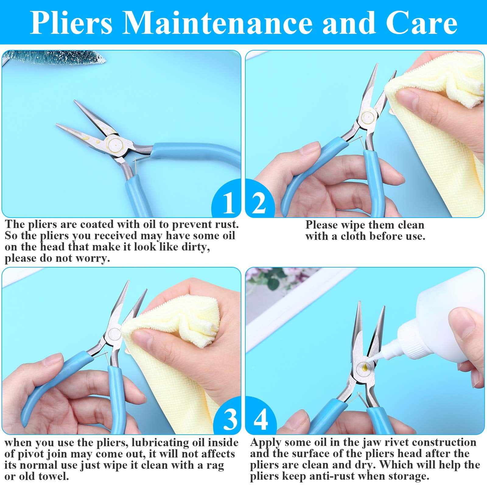3pcs Jewelry Making Plier Tools with Needle/Chain/Round Nose Pliers and Wire Cutter for Jewelry Repair, Wire Wrapping, Crafts, Jewelry Making Supplies