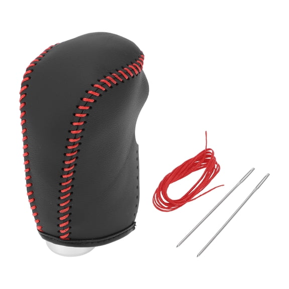 Unique Bargains Gear Shift Knob Cover for Nissan Altima 2013-2018 Anti-Slip Black Red Faux Leather 1 Pc