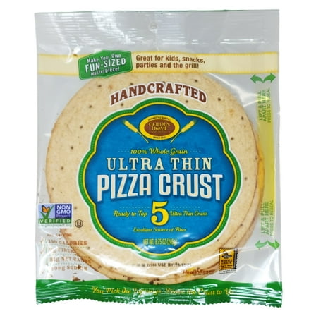 (Pack of 10), Golden Home 100% Whole Grain Ultra Thin Pizza Crust 7 Inch, 8.75 oz