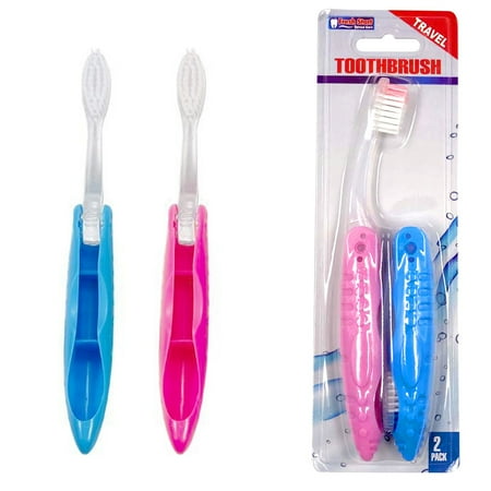 Kens Travel Toothbrush - 2 Portable Disposable Foldable Folding Toothbrush Case Travel Hygiene Oral Care