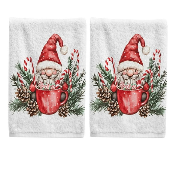 Ryvnso A Cute Christmas Gnome Hand Towels Set for Bathroom Cotton Face Towel Decorative 15.5x29.5 inch