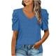 thumbnail image 2 of Ichuanyi liquidación mujer camiseta casual sólido en v-cuello lindo manga de manga de manga corta blusa blusa ICHUANYI WER2023081605214, 2 of 8