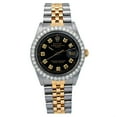 thumbnail image 1 of Pre-Owned Rolex Date 34MM 15053 Black Diamond Dial Diamond Bezel Two Tone Yellow Gold Jubilee Bracelet 1.3ct, 1 of 9